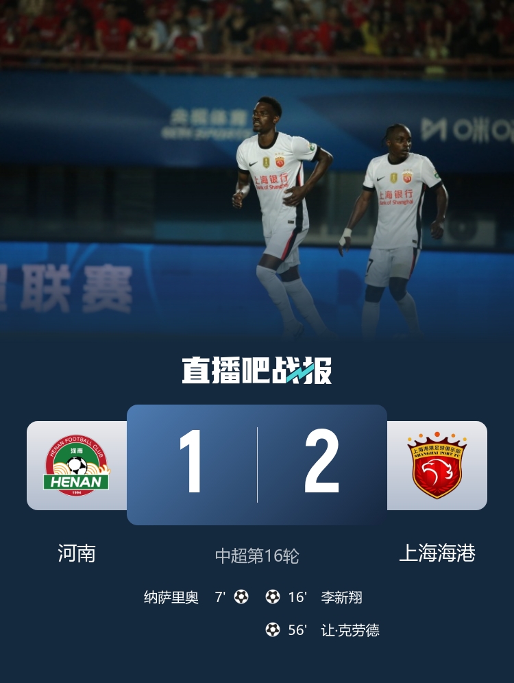 海港2-1逆转河南 李新翔扳平让·克劳德头槌制胜 古斯塔沃越位进球无效 海港2-1逆转河南 李新翔扳平让·克劳德头槌制胜 古斯塔沃越位进球无效
