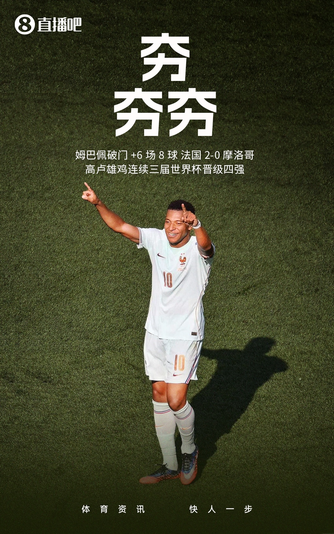 法国2-0摩洛哥晋级四强 姆巴佩登贝莱齐破门 格里兹曼两助 法国2-0摩洛哥晋级四强 姆巴佩登贝莱齐破门 格里兹曼两助