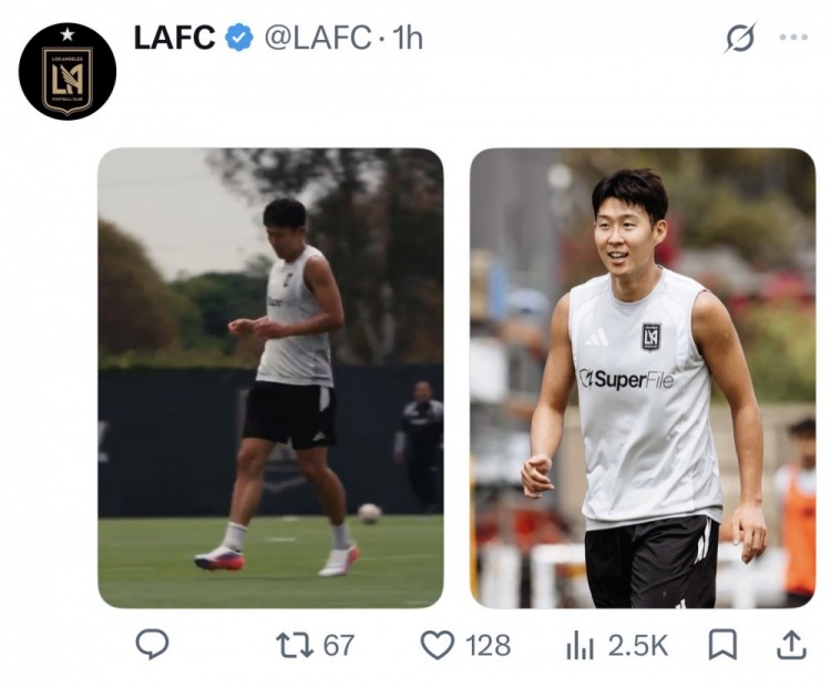孙兴慜回归洛杉矶FC合练，18日洛杉矶德比或复出