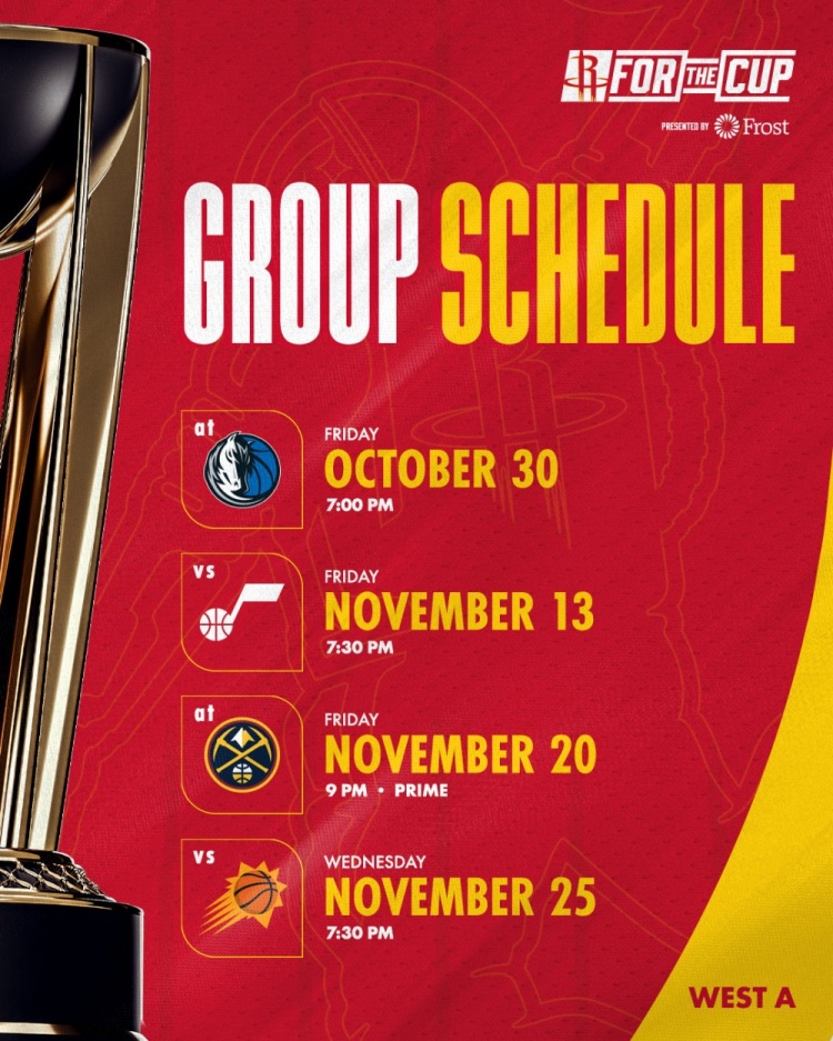 NBA杯西部A组赛程确定 火箭首战客场独行侠 NBA杯西部A组赛程确定 火箭首战客场独行侠